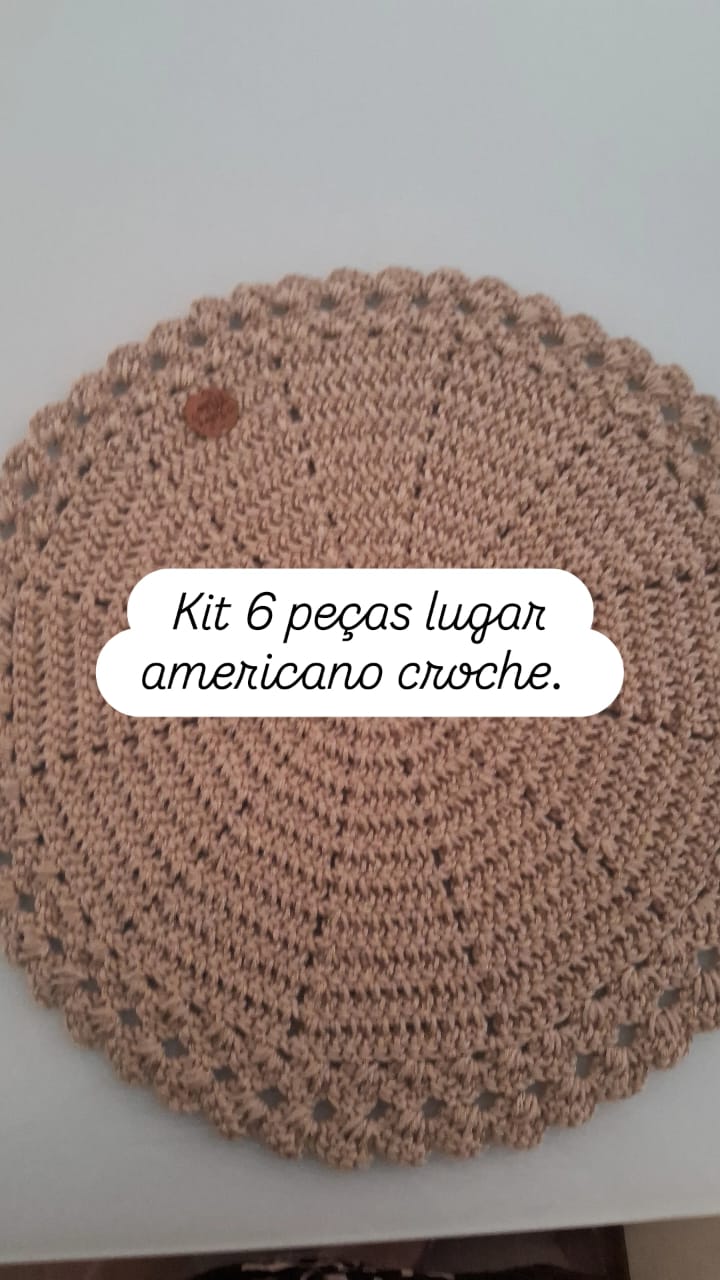 Kit de 6 peças de crochê 35cm na cor beje