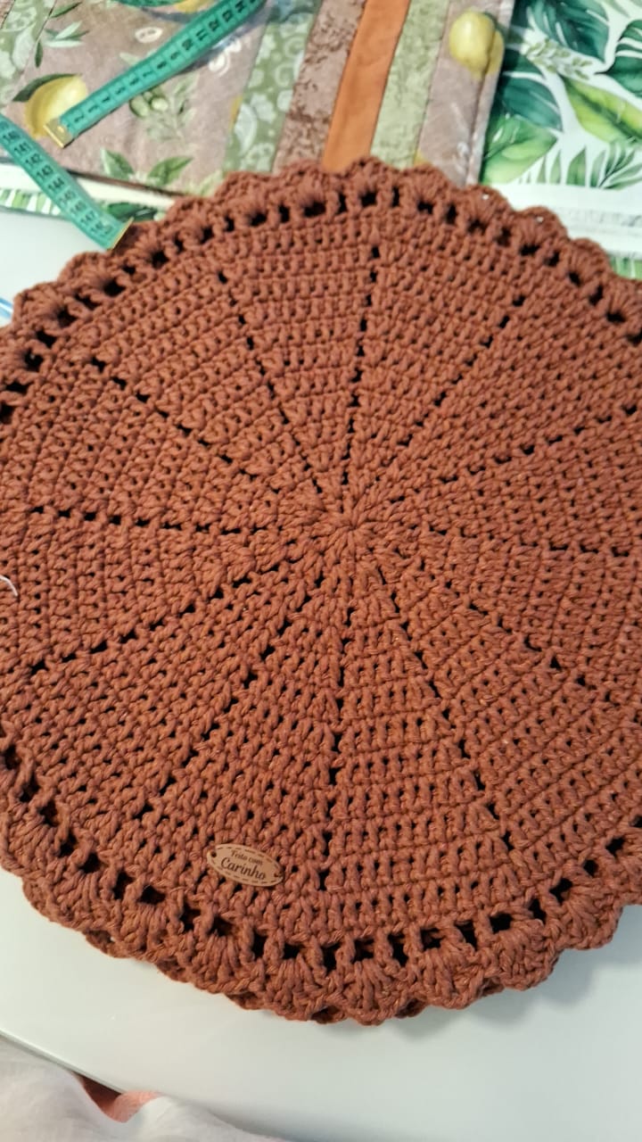 Kit de 4 peças de crochê 35cm na cor café