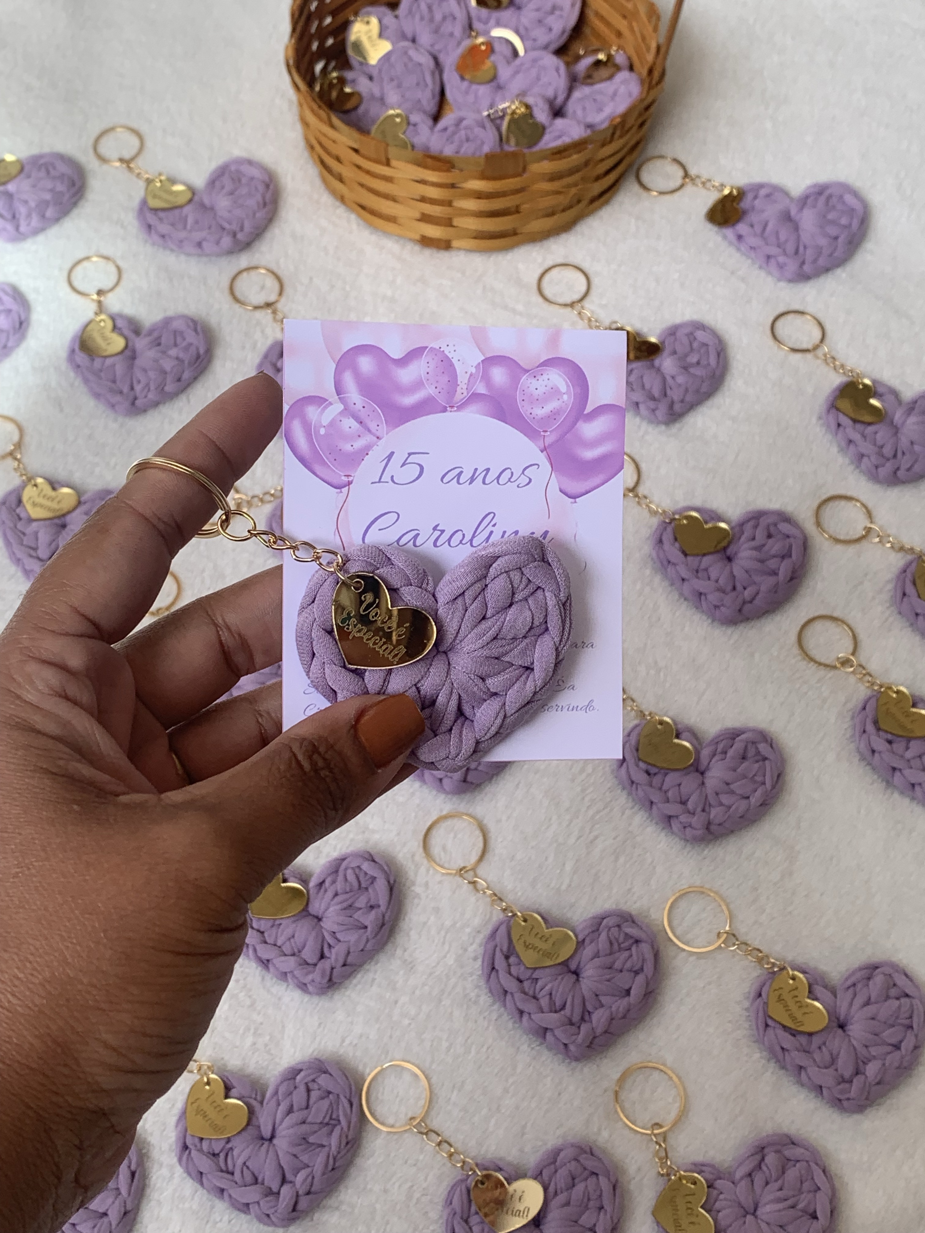 Chaveiro em fio de malha 